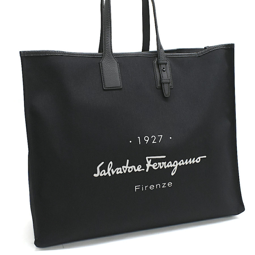Salvatore Ferragamo Shoulder Tote Bag 24 0819 Canvas Leather Black